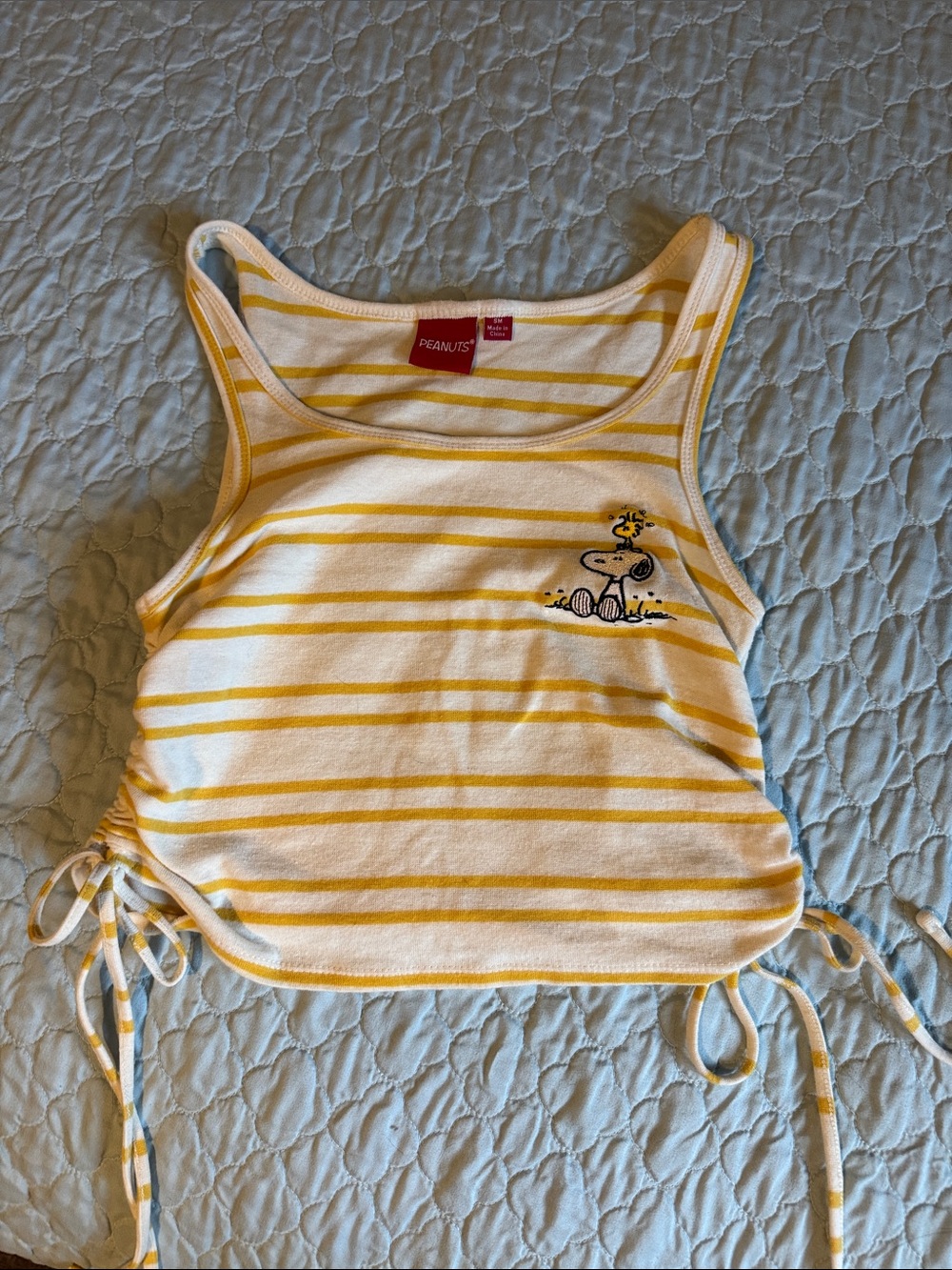 Peanuts Yellow & White Striped Tank with Snoopy